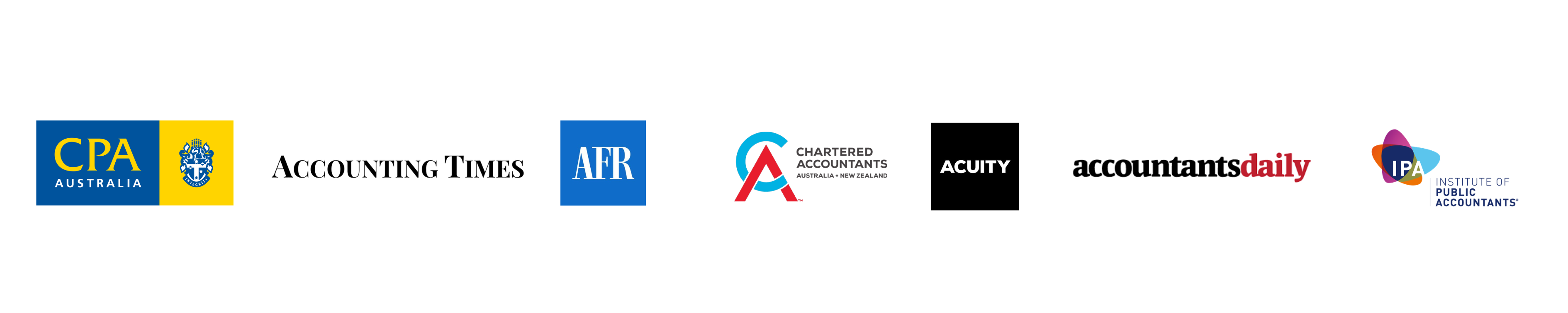 Logos of media outlets that have featured DMY